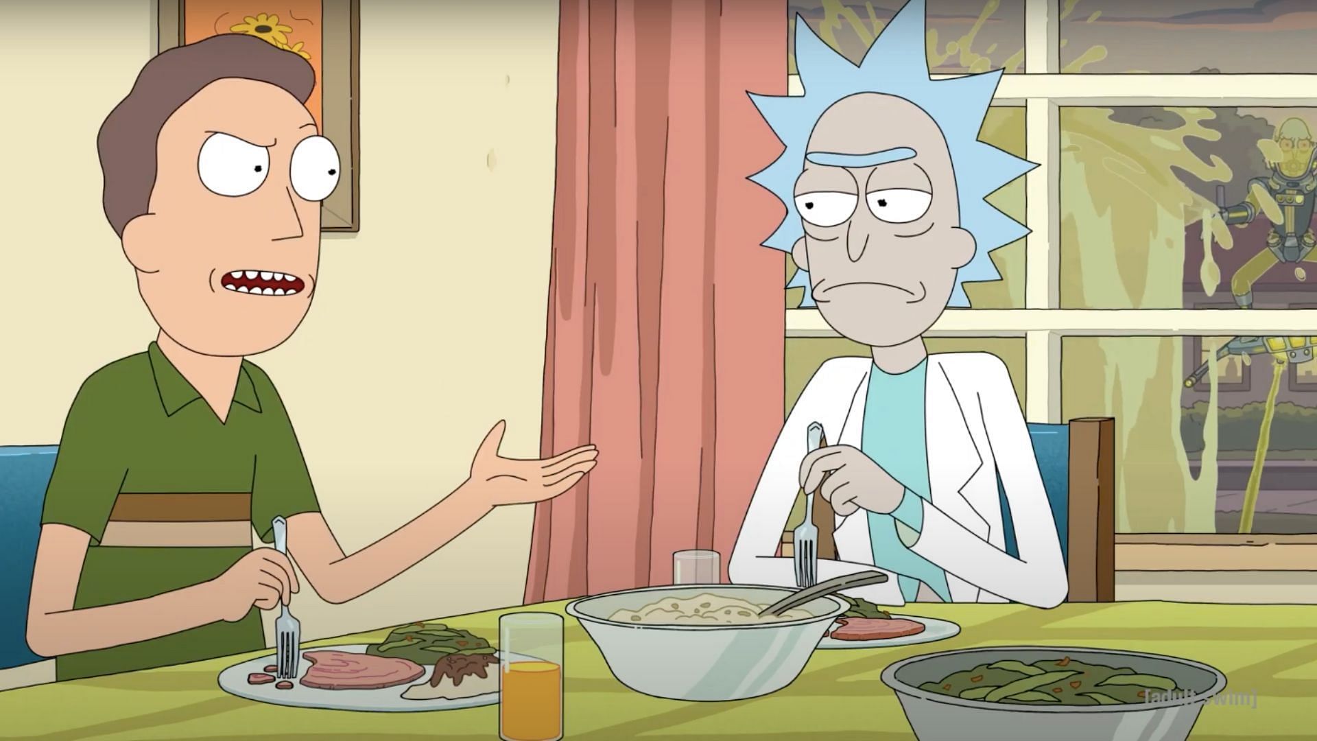 Pissman attacks Rick (Image via YouTube/Adult Swim)